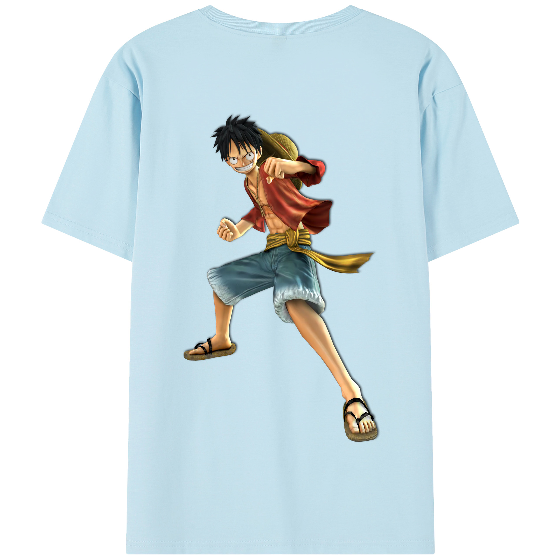ワンピース モンキー・D・ルフィ ONE PIECE Monkey D. Luffy 綿100％半袖Tシャツ（背面プリント）